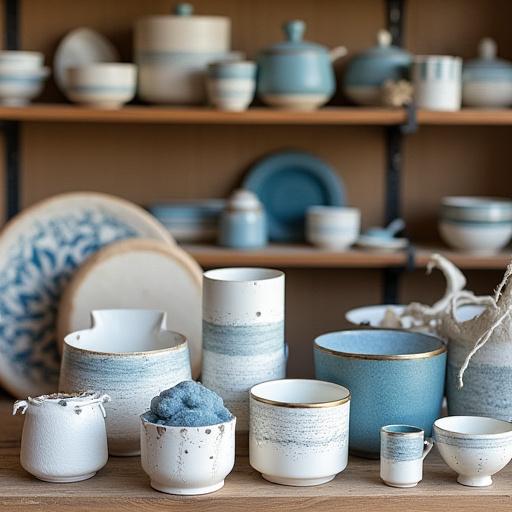 Håndlagde, marine-inspirerte gaver til salgs.